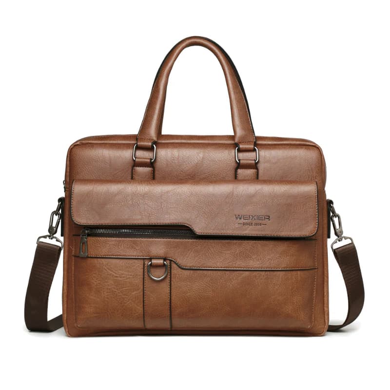 Brief leather laptop bag